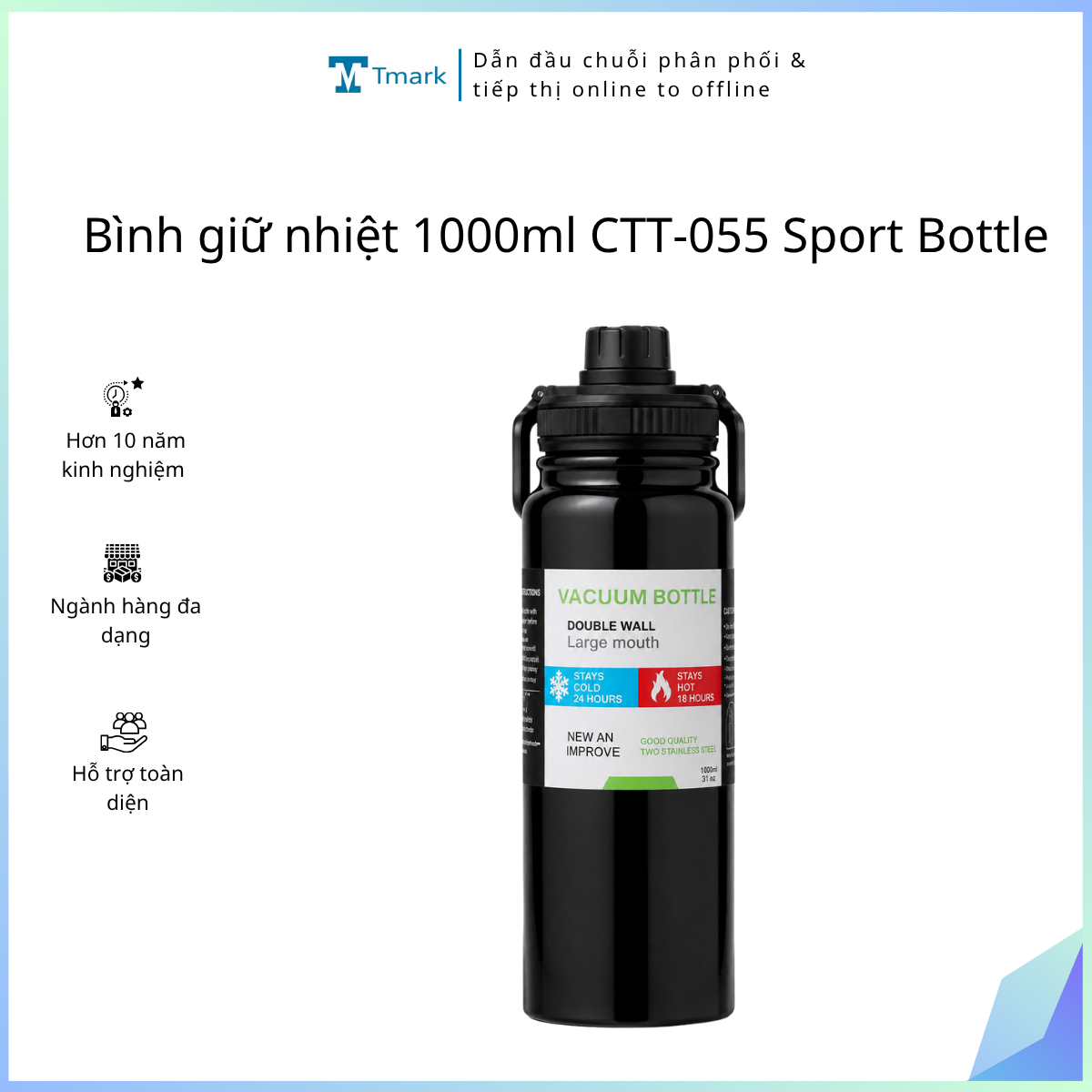 Bình giữ nhiệt 1000ml CTT-055 Sport Bottle (Kiện 50 cái)