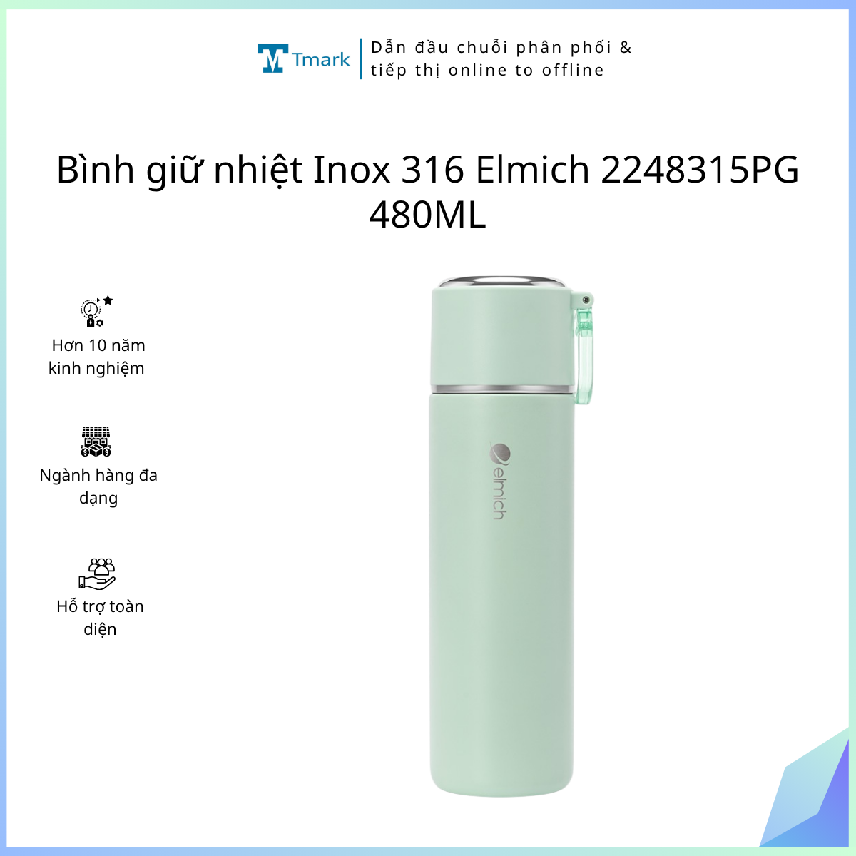 Bình giữ nhiệt Inox 316 Elmich 2248315PG 480ML