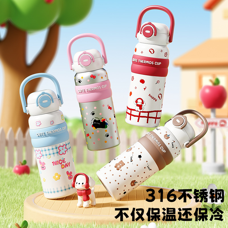Bình giữ nhiệt có quai xách hoạt hình Y-006 620ml ( Kiện 50 cái) 2