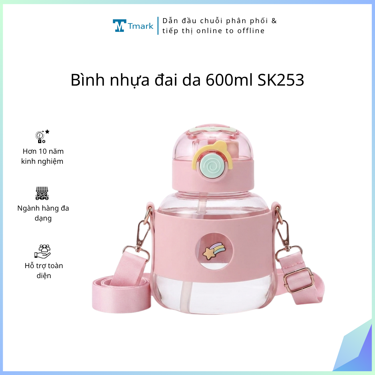 Bình nhựa đai da 600ml SK253 (Kiện 60 cái)