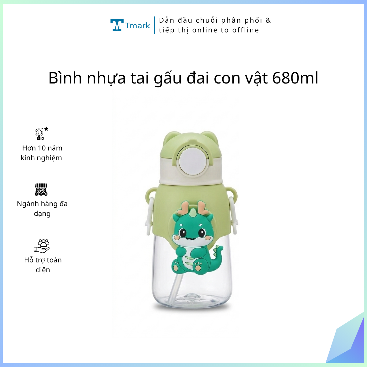 Bình nhựa tai gấu đai con vật 680ml (Kiện 80 cái)