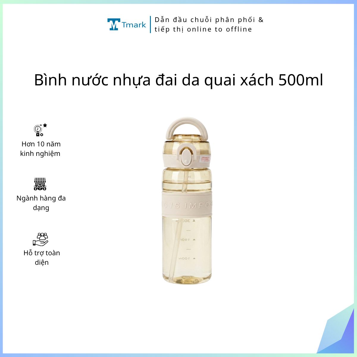 Bình nước nhựa đai da quai xách 500ml (Kiện 80 cái)