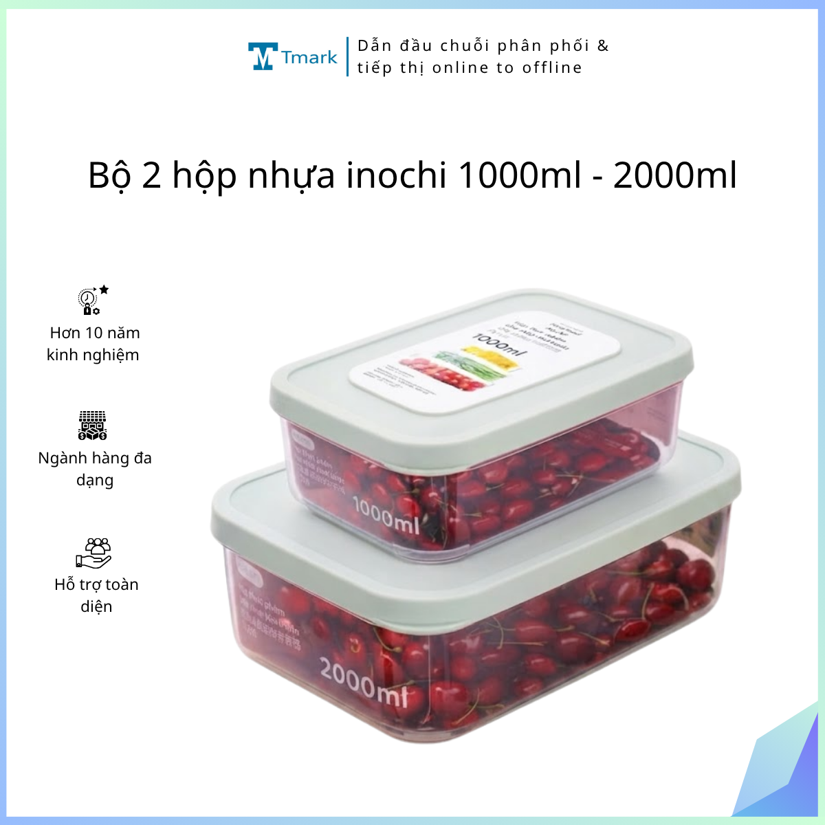 Bộ 2 hộp nhựa inochi 1000ml -2000ml ( Kiện 36 bộ)
