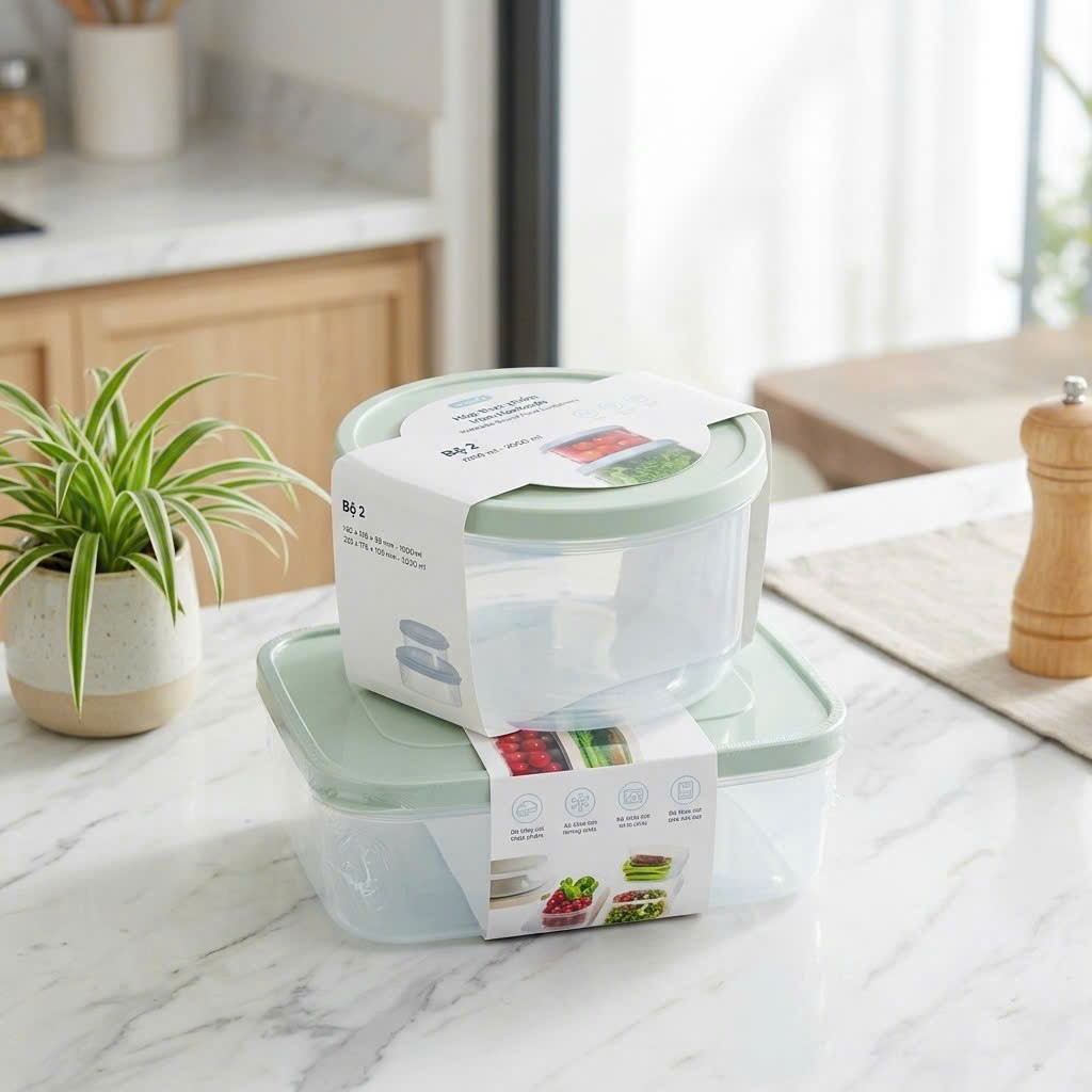 Bộ 2 hộp thực phẩm 1000ml và 2000ml tròn Hokkaido (Kiện30 bộ) 3