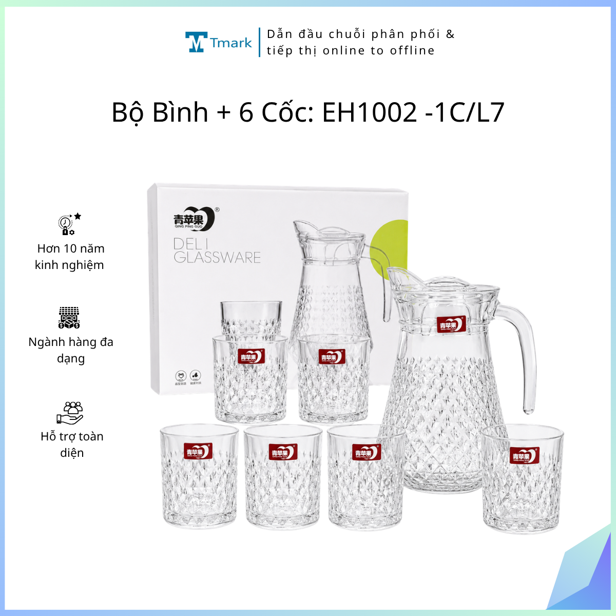 Bộ Bình + 6 Cốc: EH1002 -1C/L7 ( kiện 6 bộ) ( hàng nguyên kiện)