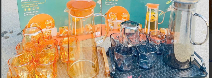 Bộ bình cốc JYSJ608 vàng/xám ( Kiện 8 bộ) ( hàng nguyên kiện) 2
