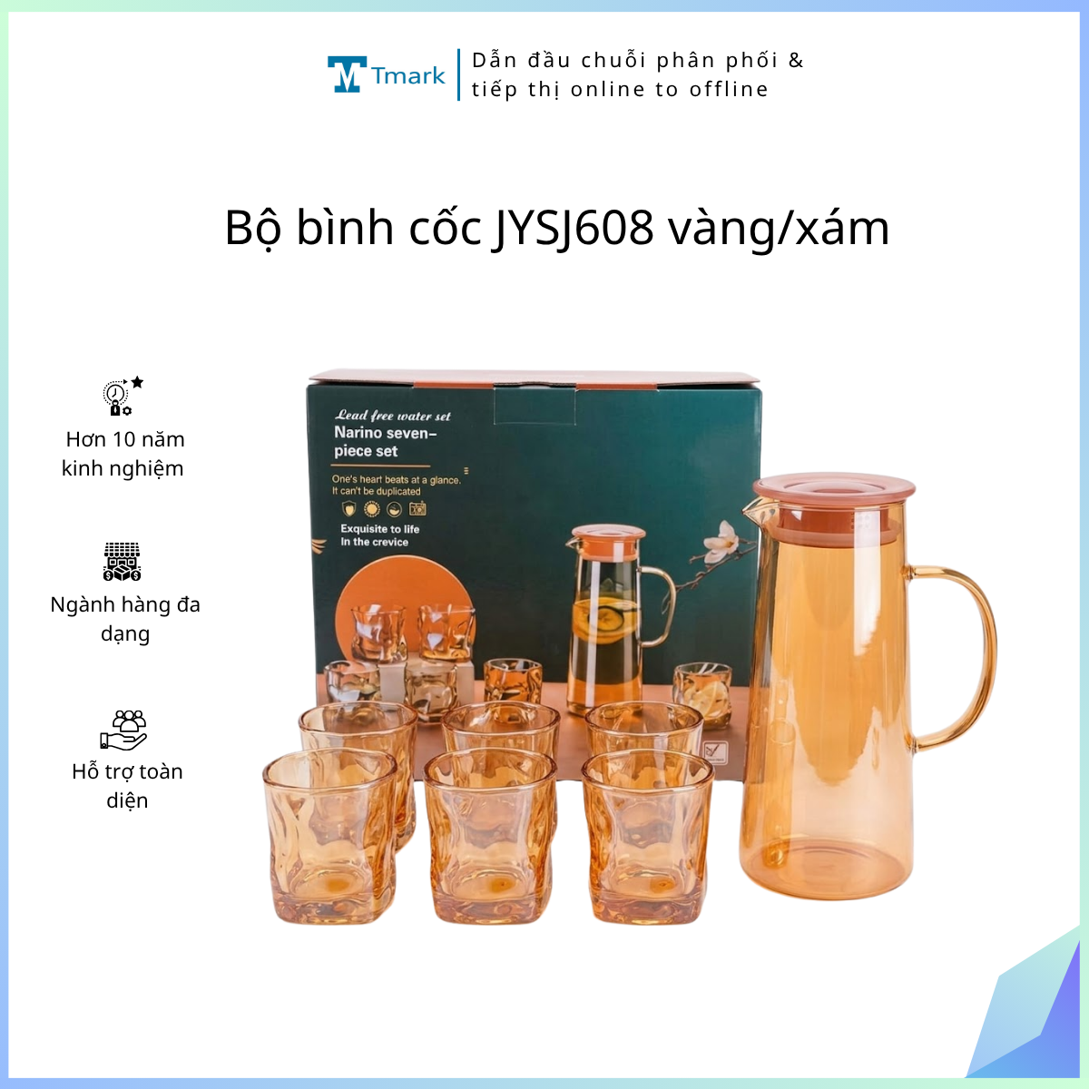Bộ bình cốc JYSJ608 vàng/xám ( Kiện 8 bộ) ( hàng nguyên kiện)