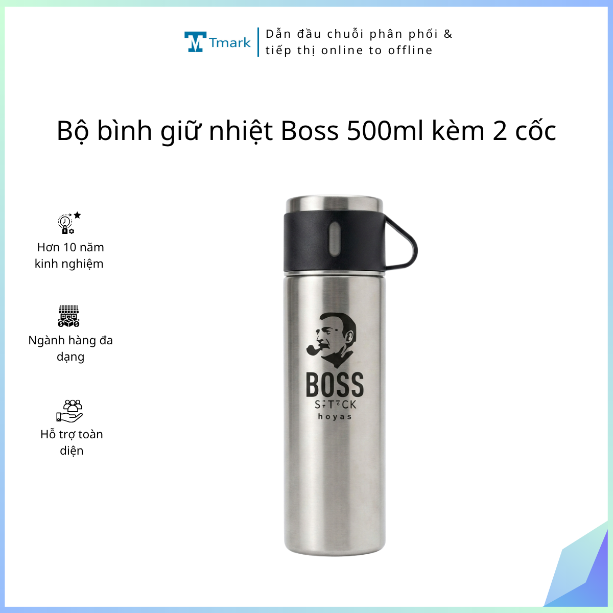 Bộ bình giữ nhiệt Boss 500ml kèm 2 cốc (Kiện 30 bộ)