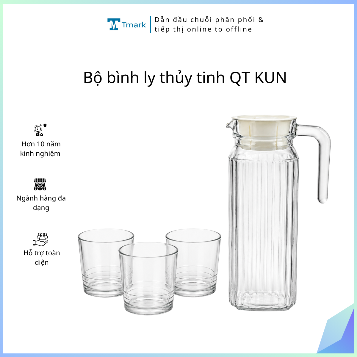 Bộ bình ly thủy tinh QT KUN (Kiện 12 bộ)(Hàng nguyên kiện)