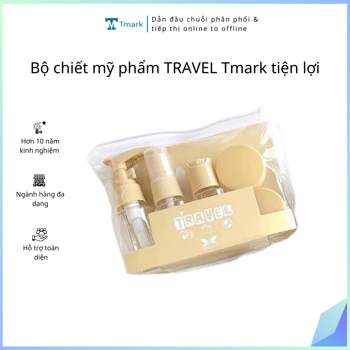Bộ chiết mỹ phẩm TRAVEL Tmark tiện lợi, kèm túi xinh xắn (Kiện 360 bộ)