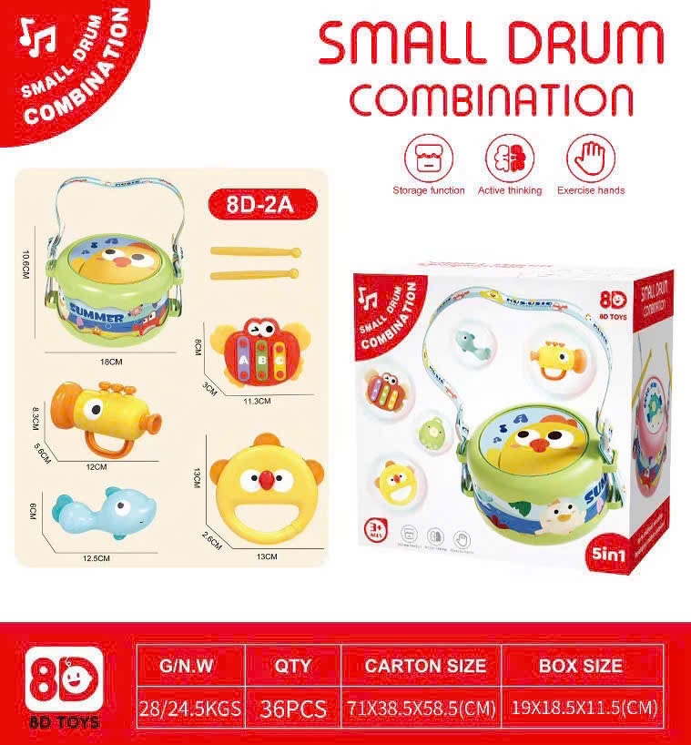 Đồ Chơi - bộ nhạc cụ trống lắc kèm kèn xúc xắc 5 trong 1 cho bé ( kiện 36 bộ) 2