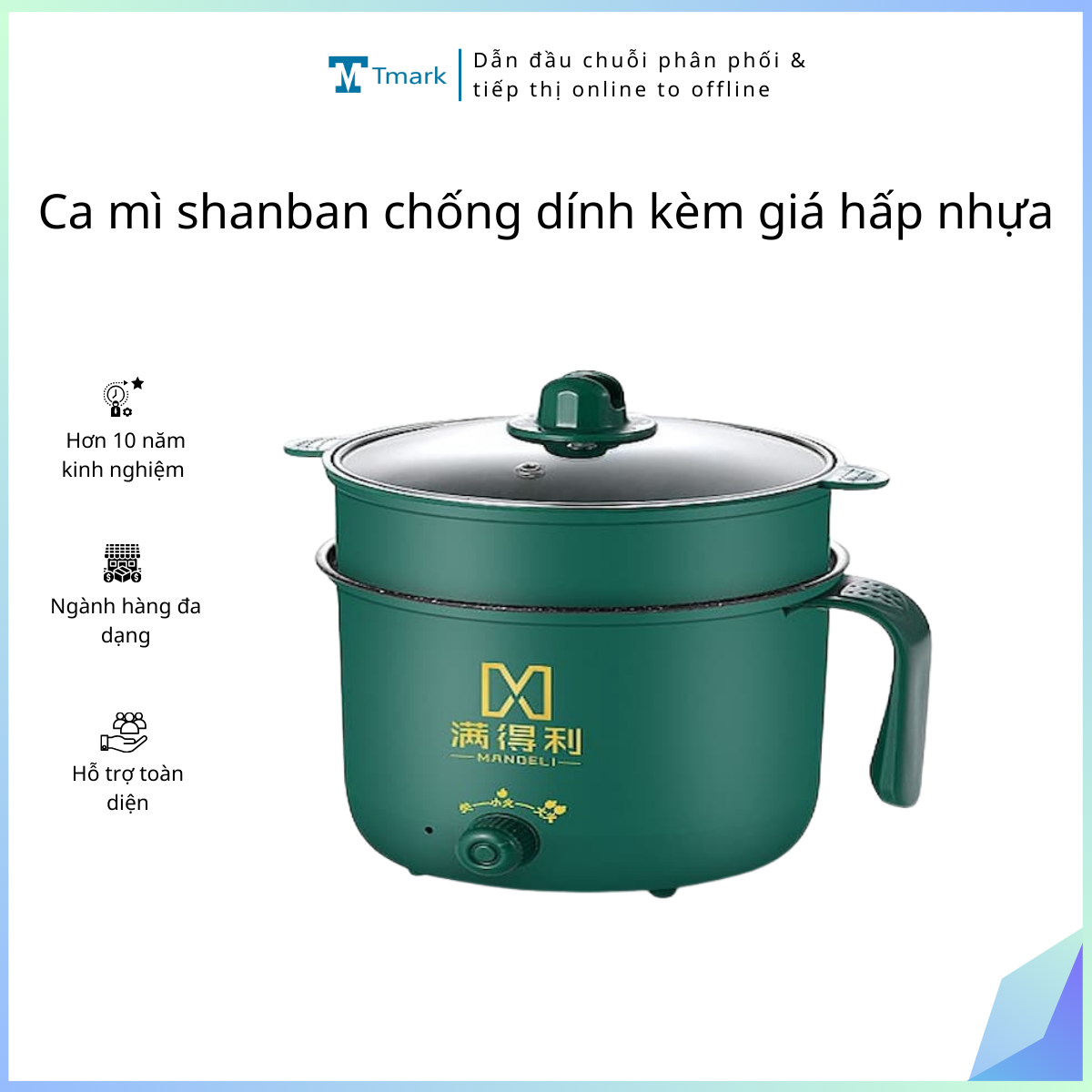 Ca mì shanban chống dính kèm giá hấp nhựa (Kiện 36 cái)