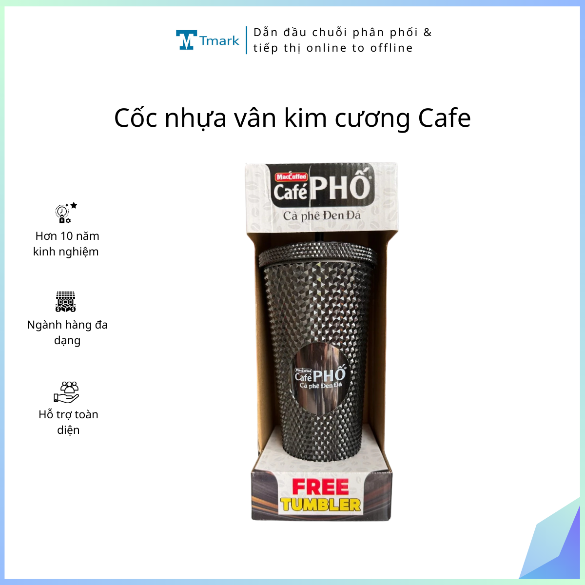 Cốc nhựa vân kim cương Cafe (Kiện 16 cái)