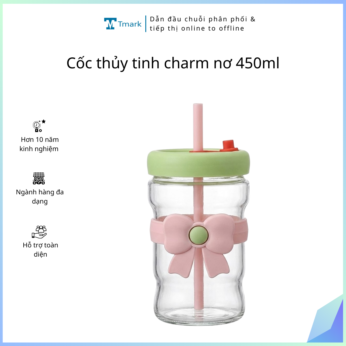 Cốc thủy tinh charm nơ 450ml (Kiện 68 chiếc)