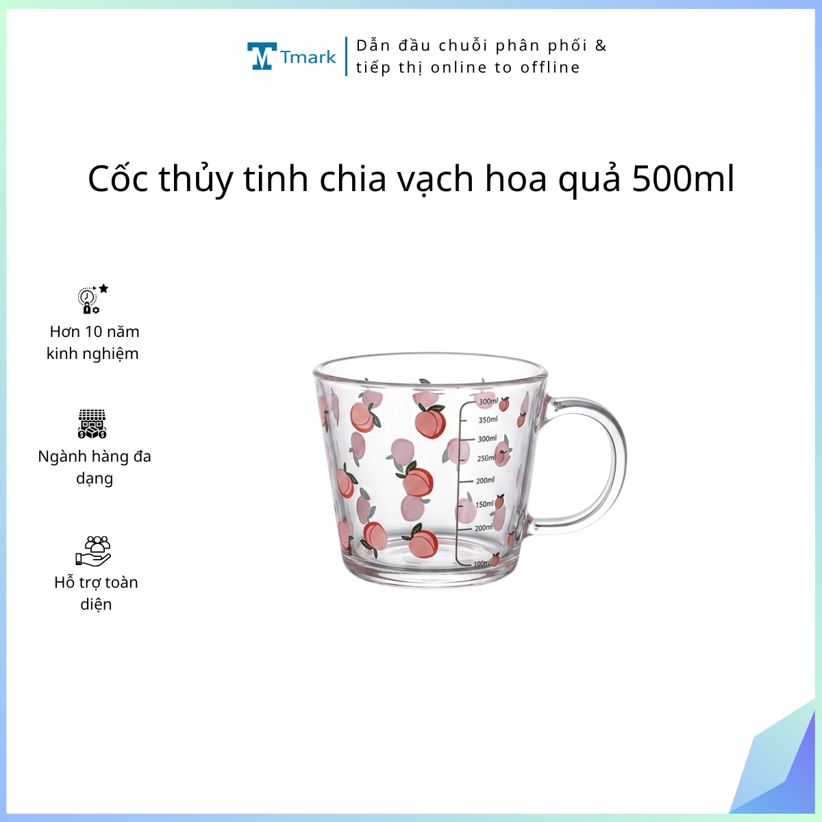 Cốc thủy tinh chia vạch hoa quả 400ml (Kiện 60 cái)