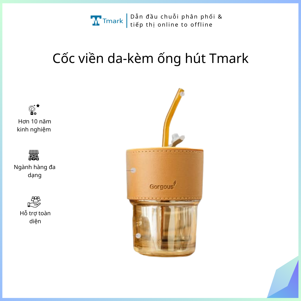 Cốc viền da-kèm ống hút Tmark (Kiện 58 cái) (Hàng nguyên kiện)