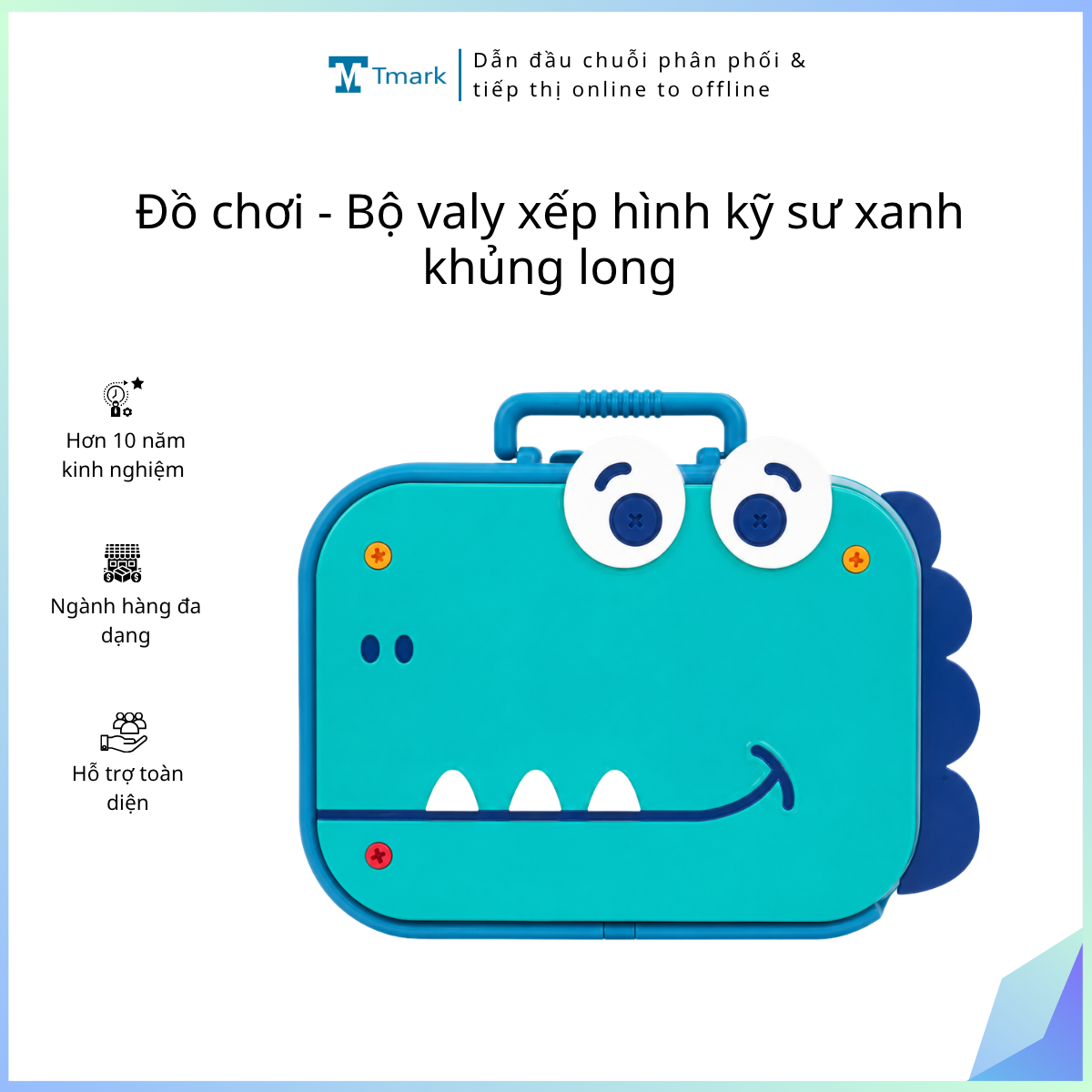 Đồ chơi - Bộ valy xếp hình kỹ sư xanh khủng long (kiện 36 bộ)