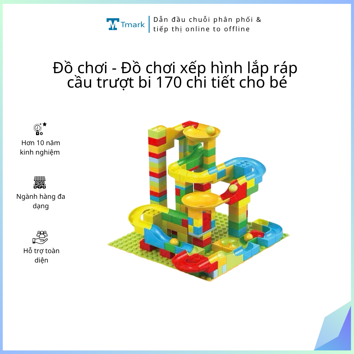 Đồ chơi - Đồ chơi xếp hình lắp ráp cầu trượt bi 170 chi tiết cho bé (Kiện 120 cái)