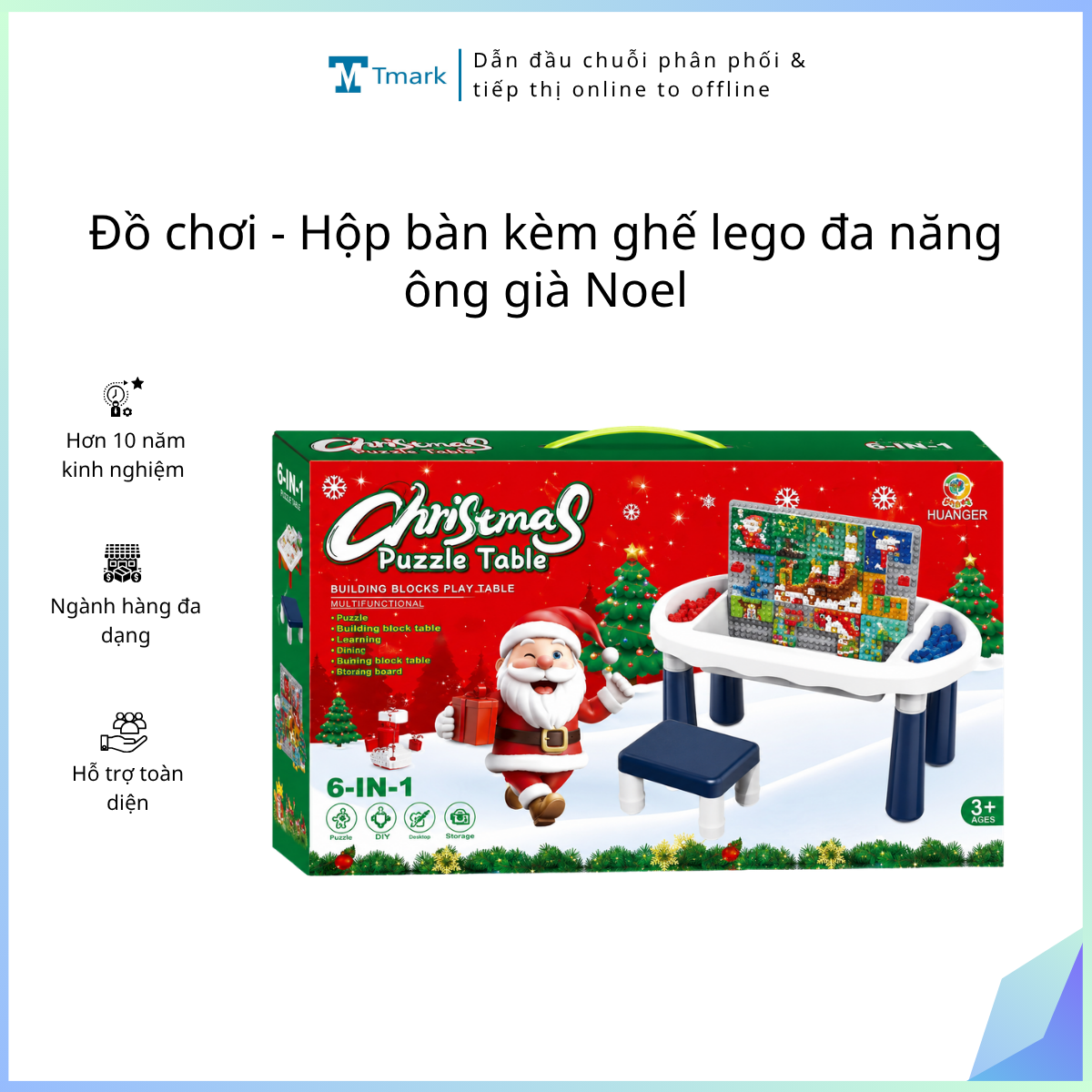 Đồ chơi - Hộp bàn kèm ghế lego đa năng ông già Noel