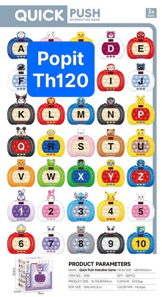Đồ chơi - Hộp popit hoạt hình nhiều mẫu cho bé (Kiện 120 cái) 2