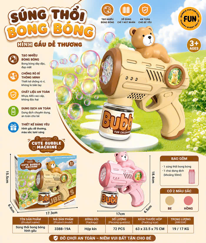Đồ chơi - Súng thổi bong bóng hình gấu ( Thùng 72 cái) 2