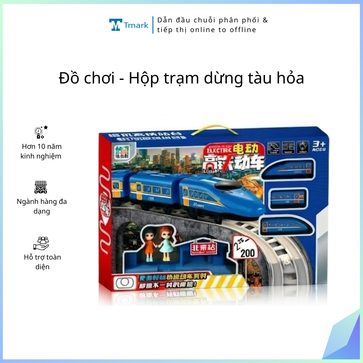 Đồ chơi, Tàu lửa 877-152DL/153D/33E2 bằng nhựa, không hiệu, cho trẻ em từ 3 tuổi trở lên. Mới 100%.