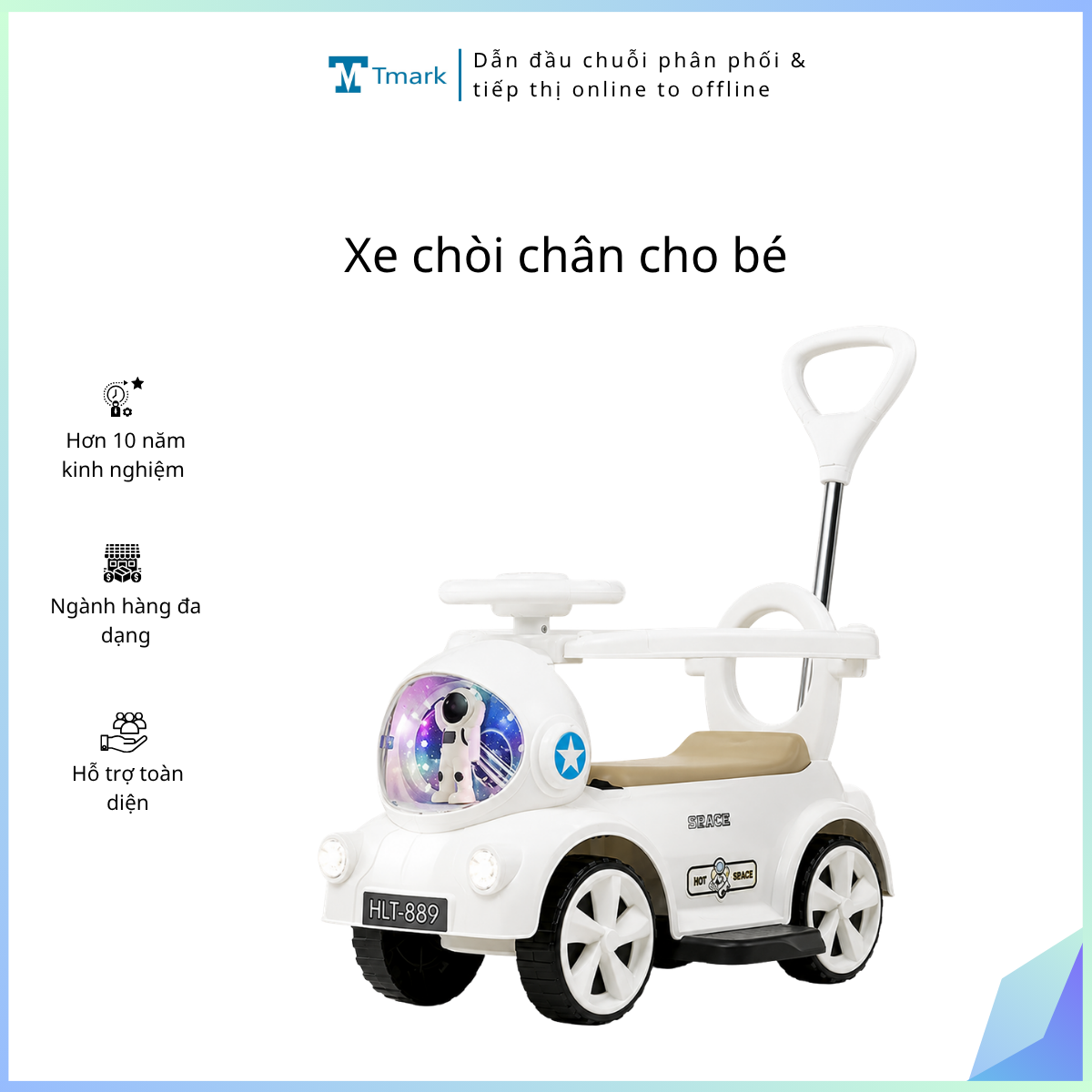 Đồ chơi: Xe chòi chân cho bé, có 4 bánh chất liệu: nhựa + sắt, có nhạc, dùng pin, chiều cao yên 34cm.Model: 889 .KT: (53­ 73*28*36)cm+/­10%