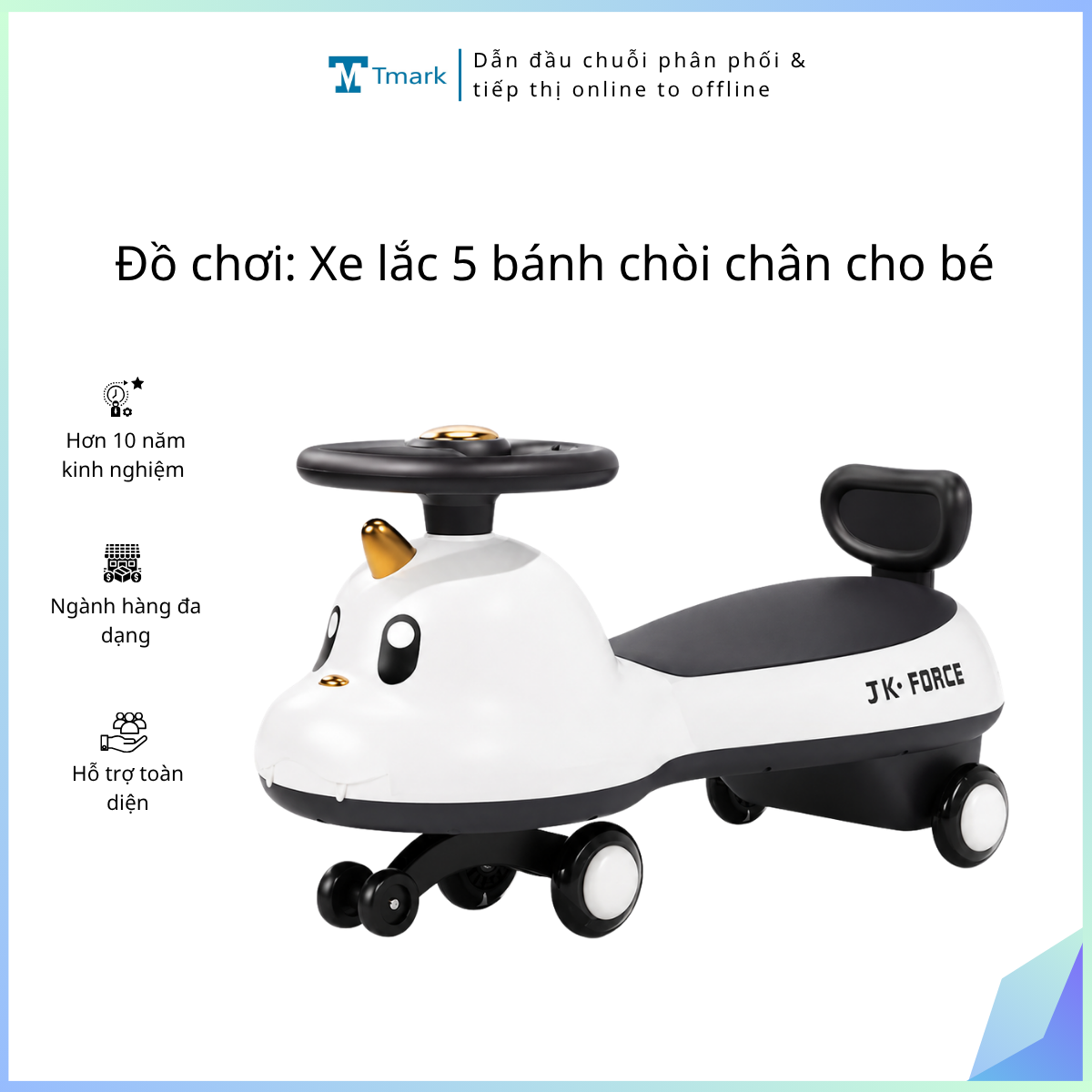 Đồ chơi: Xe lắc 5 bánh chòi chân cho bé, chất liệu: nhựa. Model: 001. KT(70*29*40)cm +/10%. Mới 100%