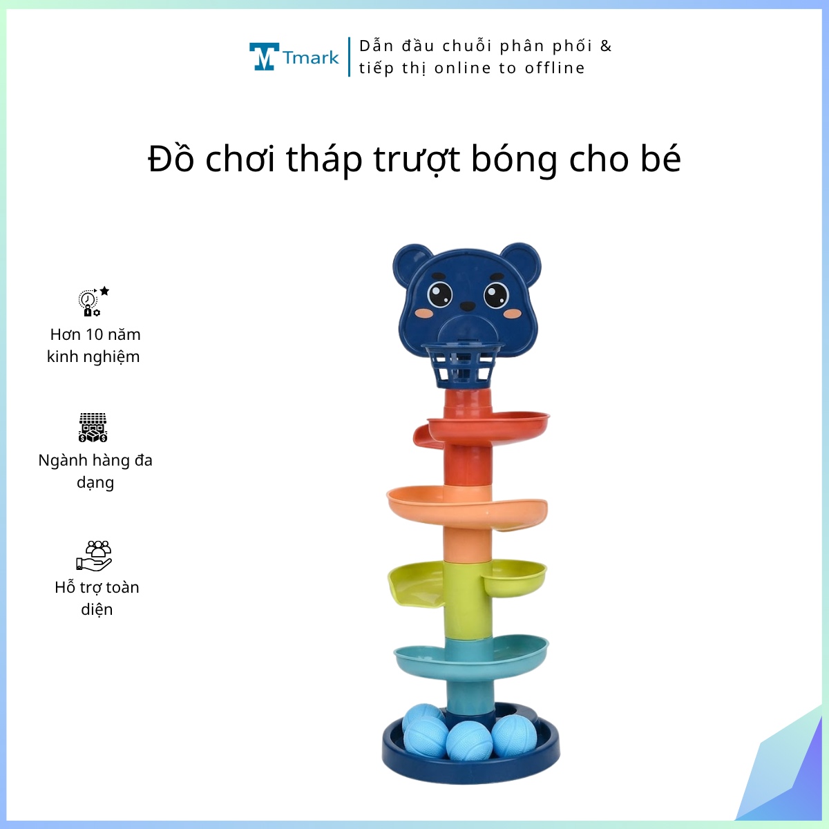 Đồ chơi tháp trượt bóng cho bé (kiện 72 cái)