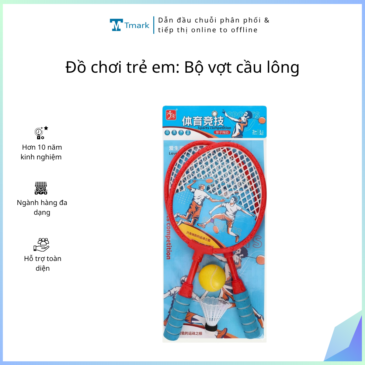 Đồ chơi trẻ em: Bộ vợt cầu lông, bằng nhựa. Kí hiệu: A380-331. KT: (40*23*4)cm.+/-10%, không (dùng pin, dùng trong hoạt động thể chất) 4 chi tiết. Hàng mới 100%