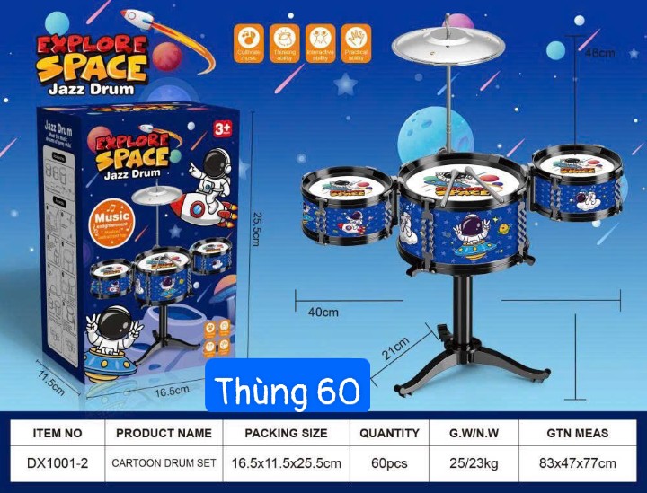 Đồ chơi trẻ em bằng nhựa:bộ trống (3 chi tiết), không dùng pin, KT(24*11)cm+/-10%, mới 100%