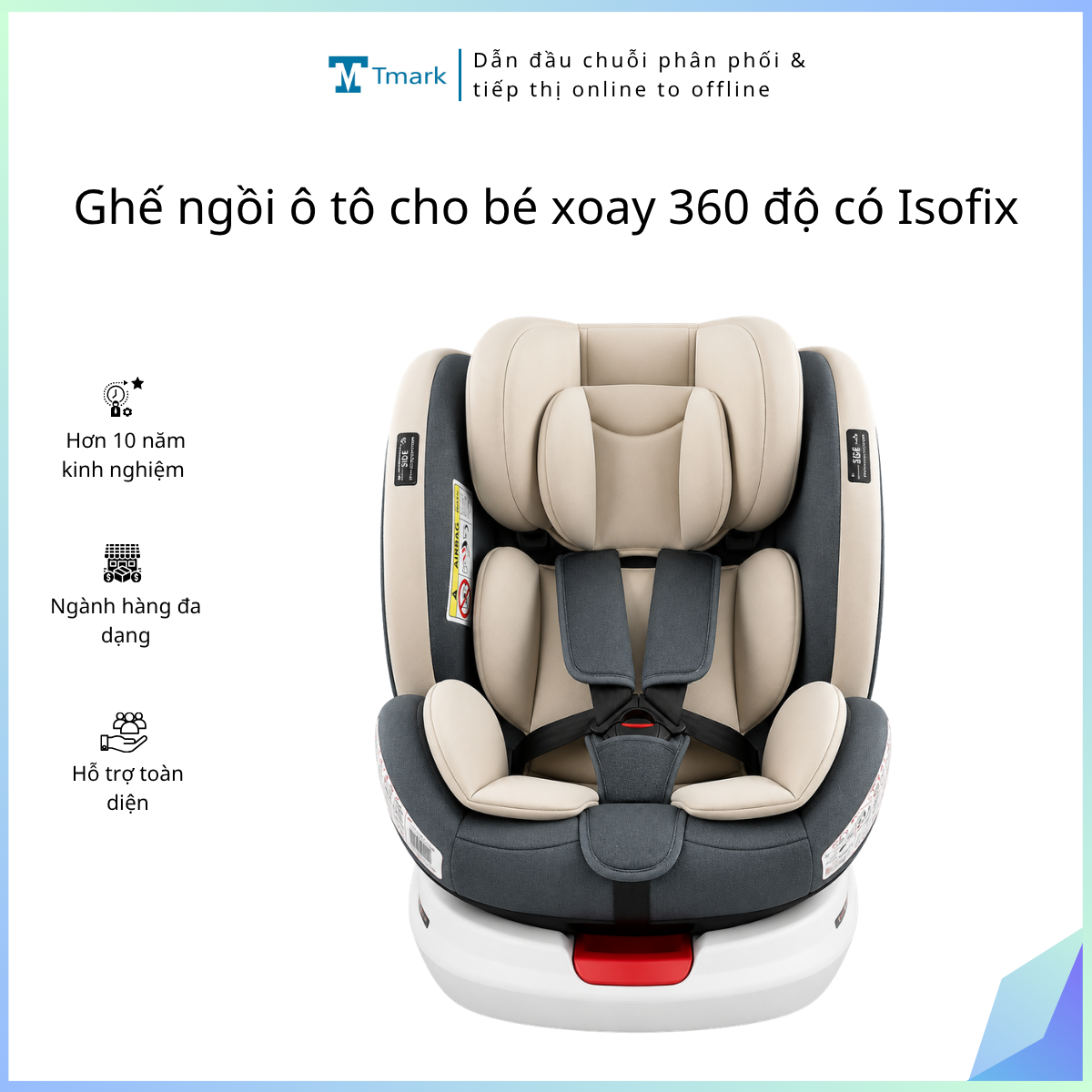 Ghế ngồi ô tô cho bé xoay 360 độ có Isofix (Kiện 8 cái)
