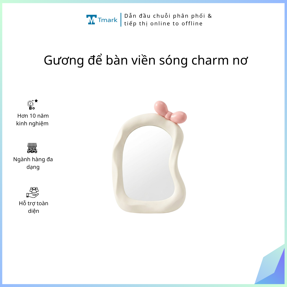Gương để bàn viền sóng charm nơ (Kiện 72 cái)