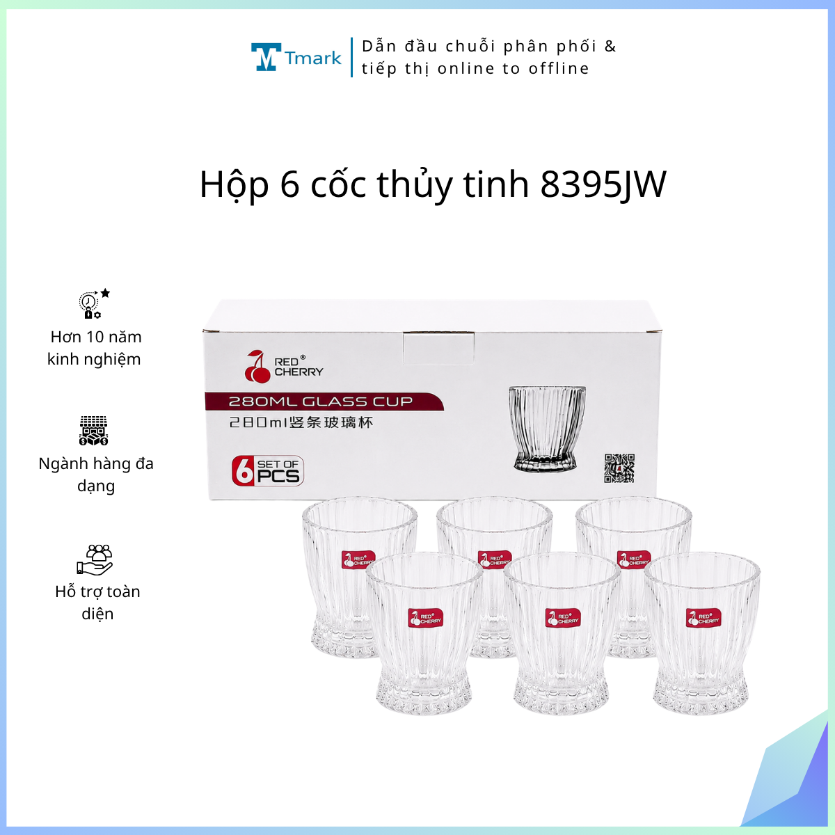 Hộp 6 cốc thủy tinh 8395JW (Kiện 12 bộ)