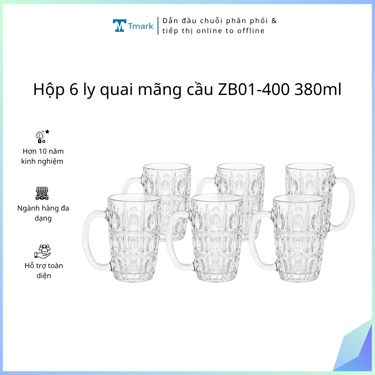 Hộp 6 ly quai mãng cầu ZB01-400 380ml (Kiện 8 hộp)