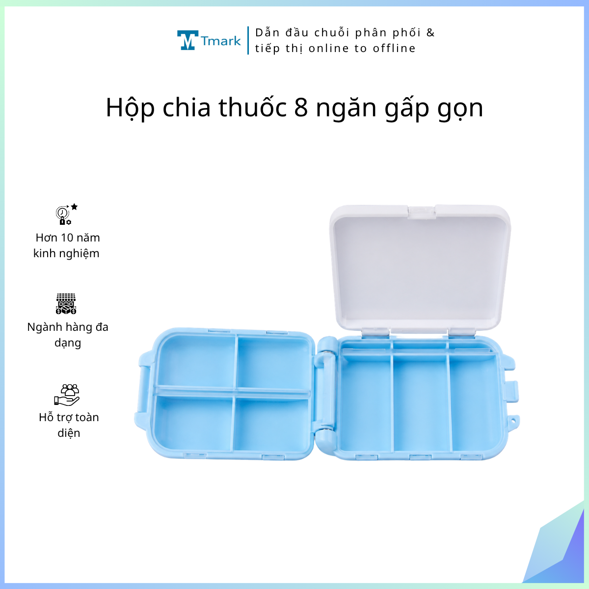 Hộp chia thuốc 8 ngăn gấp gọn (Kiện 200 cái)