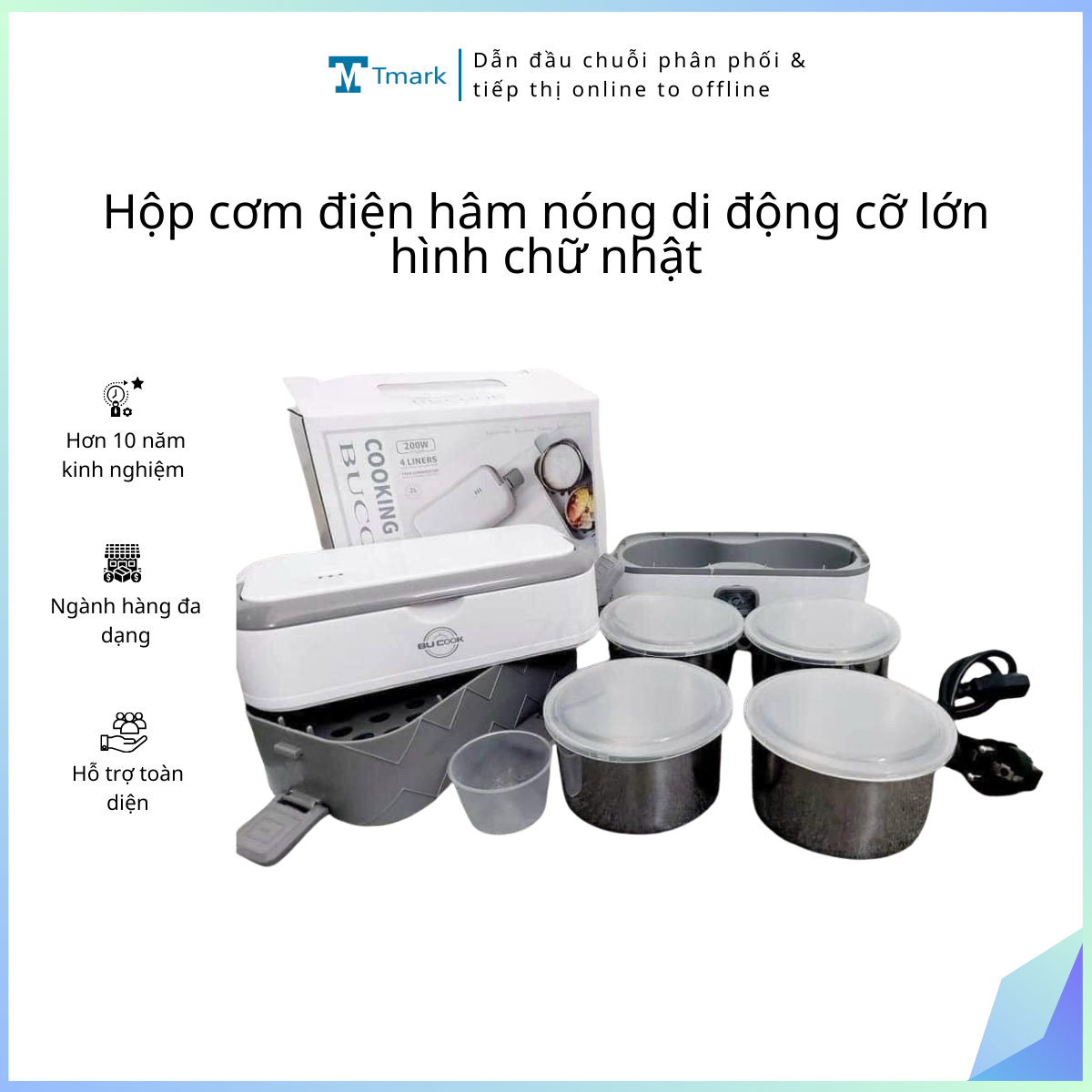 Hộp cơm 4 ngăn cắm điện HCN (Kiện 30 cái)