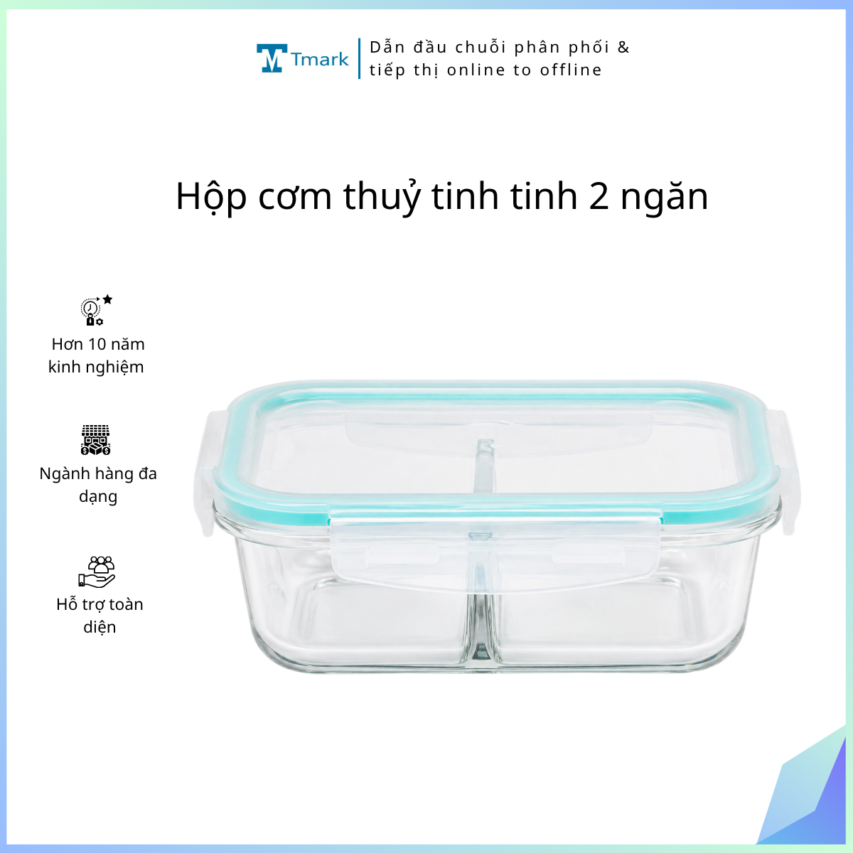 Hộp cơm thuỷ tinh tinh 2 ngăn ( kiện 24 hôp)