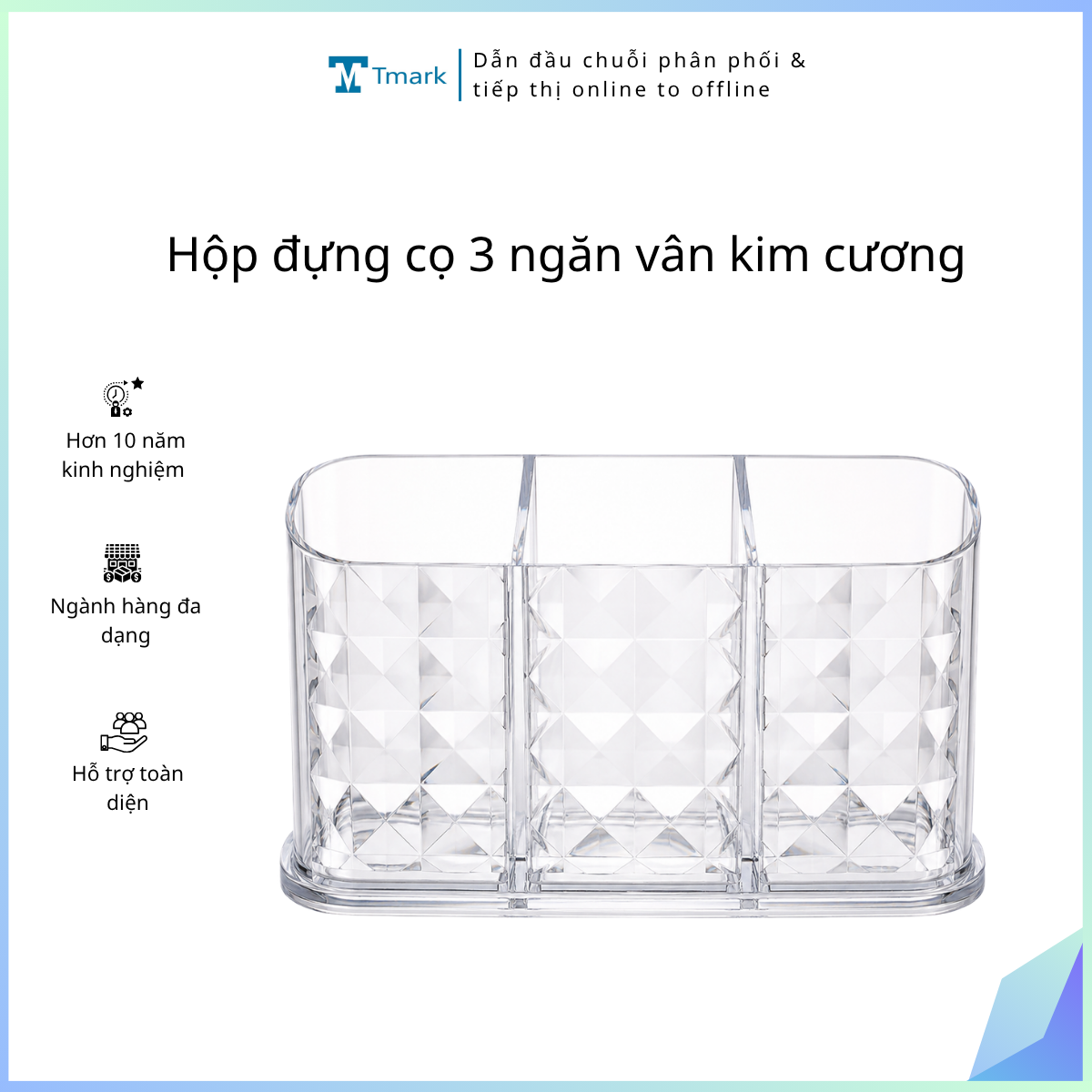 Hộp đựng cọ 3 ngăn vân kim cương (Kiện 216 cái)