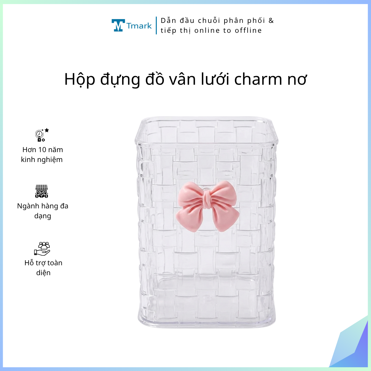 Hộp đựng đồ vân lưới charm nơ (Kiện 210 cái)