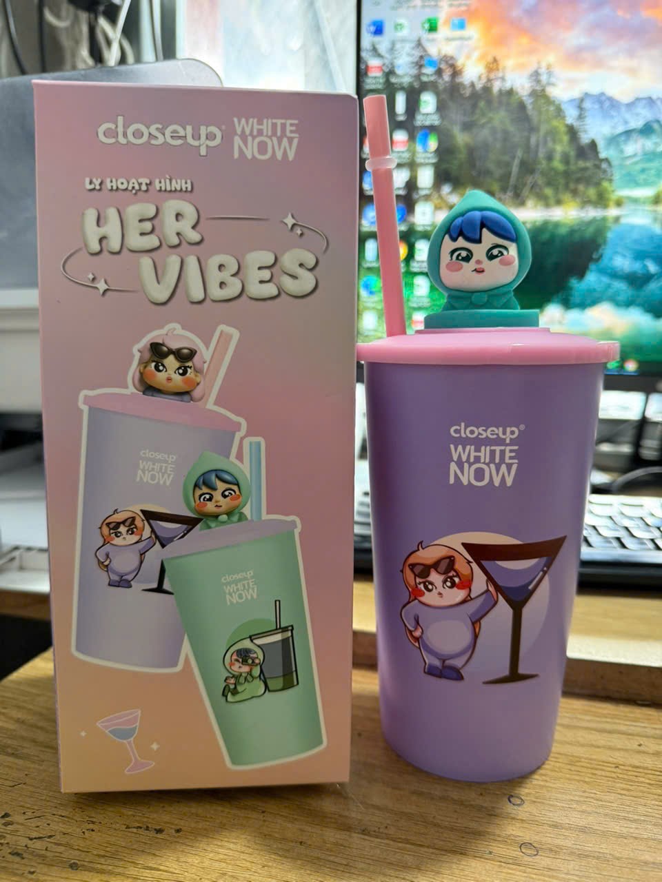 Hộp ly nhựa kèm ống hút hoạt hình HKM ( Kiện 72 hộp) 2