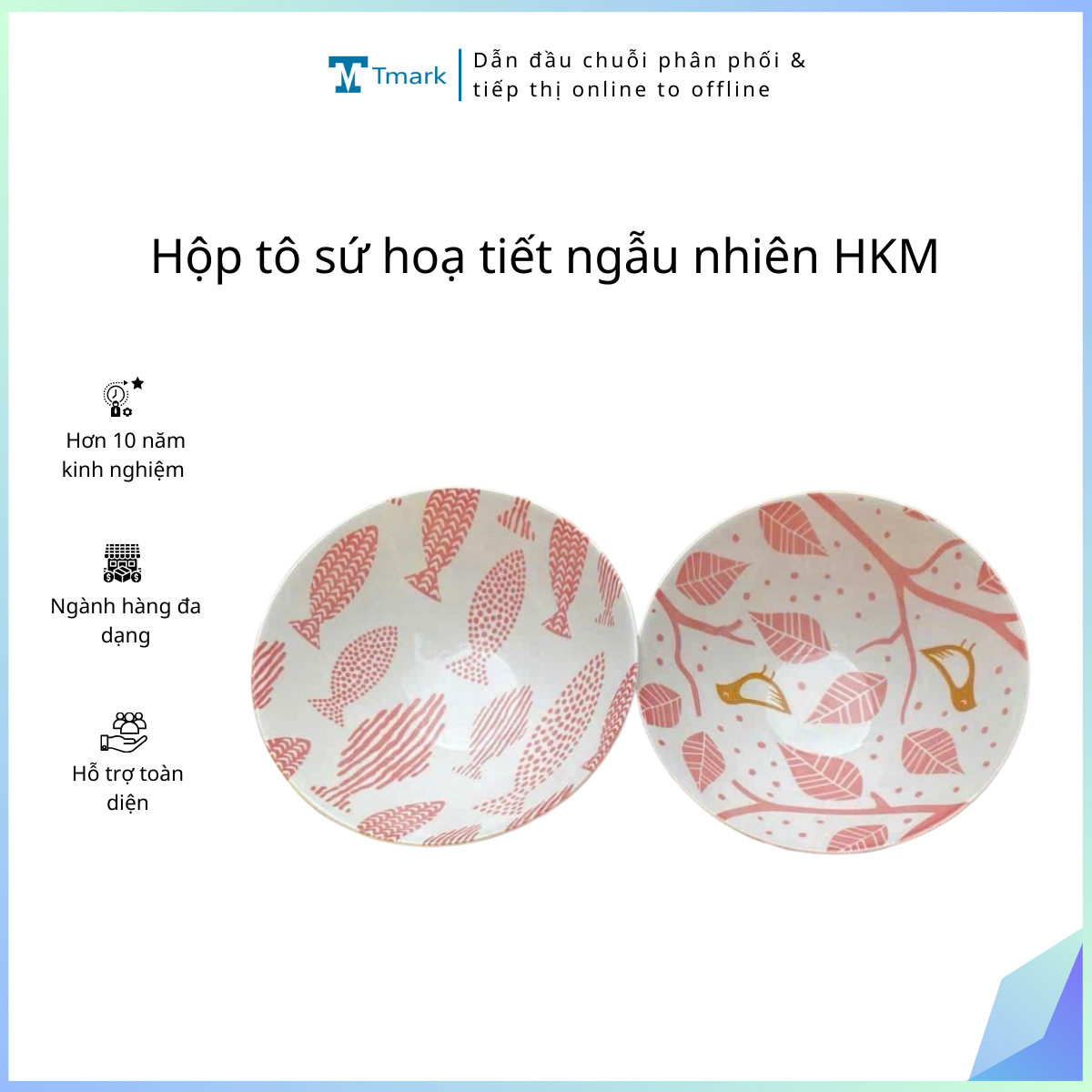 Tô sứ hoạ tiết ngẫu nhiên HKM ( Kiện 24 cái)