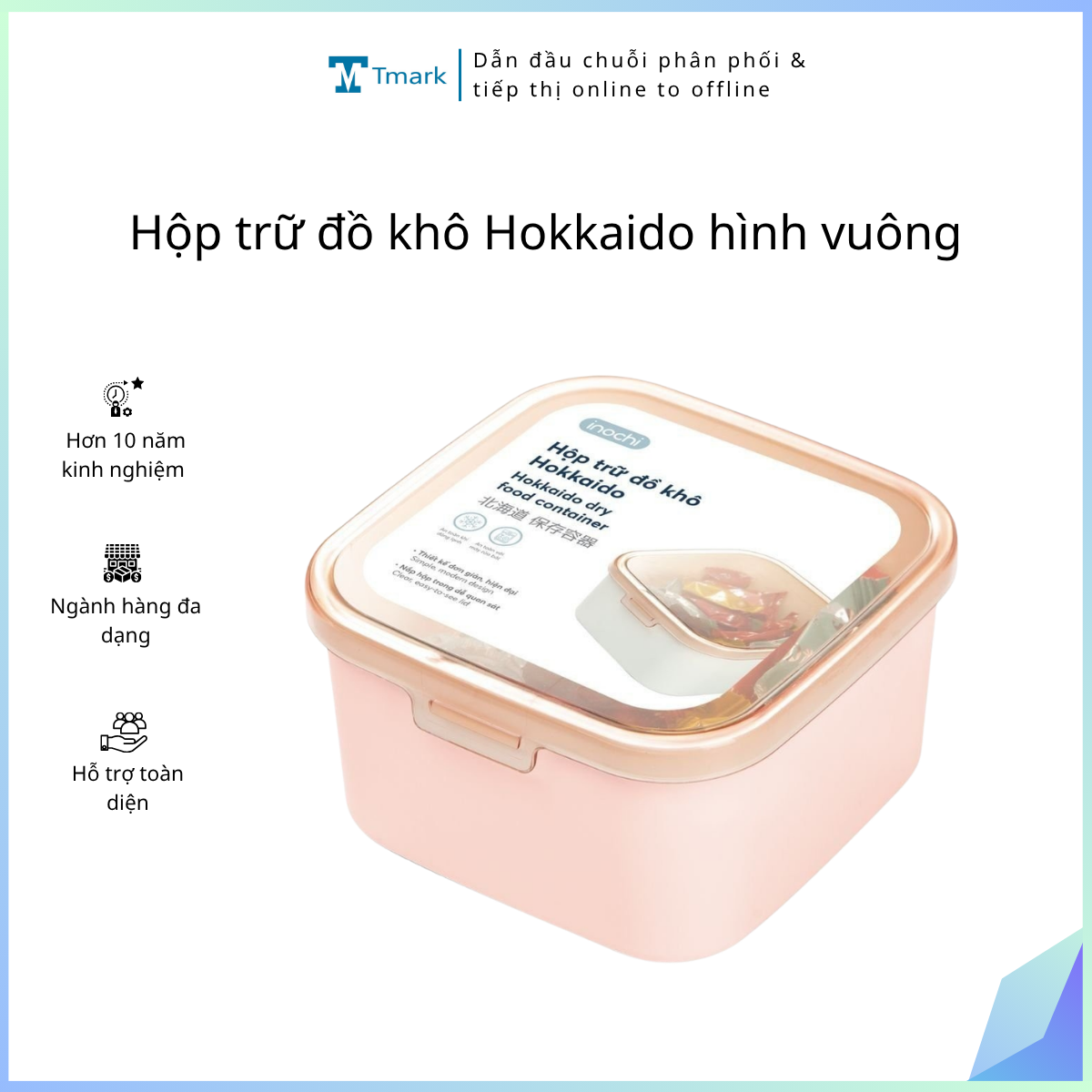 Inochi - Hộp trữ đồ khô Hokkaido hình vuông (Kiện 72 cái)