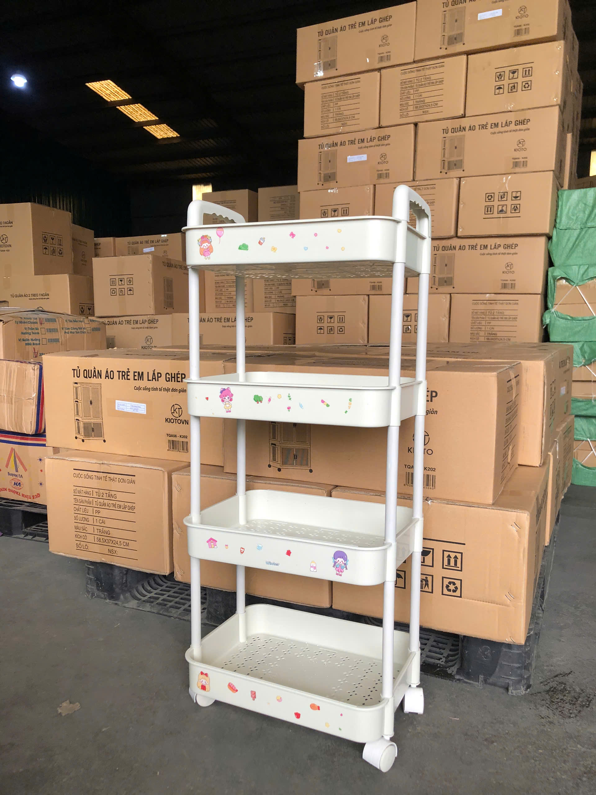 Kệ 4 tầng đựng đồ đa năng có bánh xe dễ dàng di chuyển Tmark