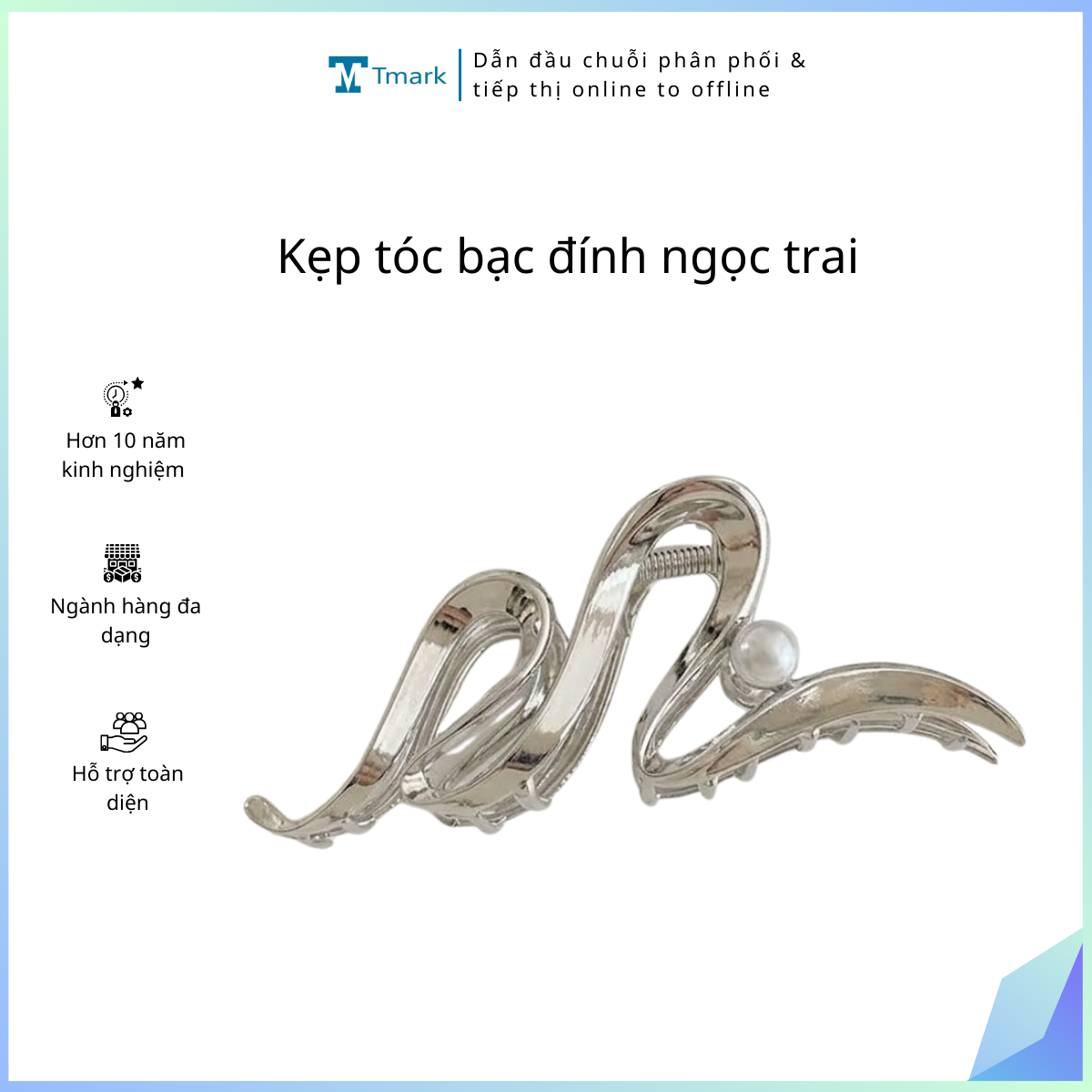 Kep toc bạc đính ngọc trai (Kiện 20 cái)