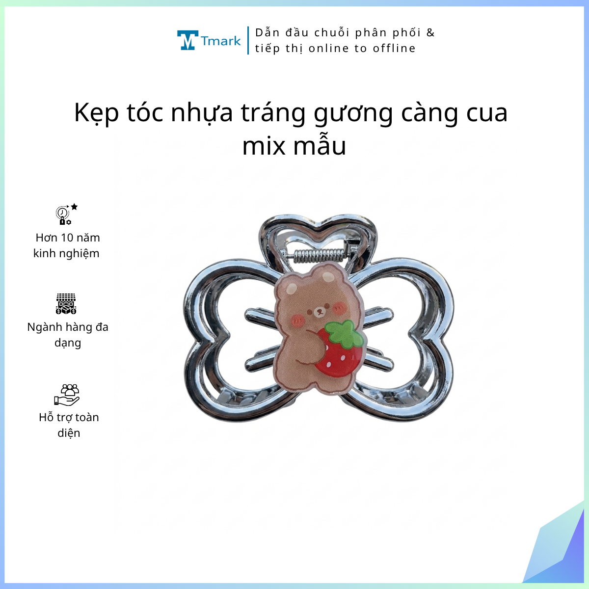 Kẹp tóc nhựa tráng gương càng cua mix mẫu (Kiện 160 cái)