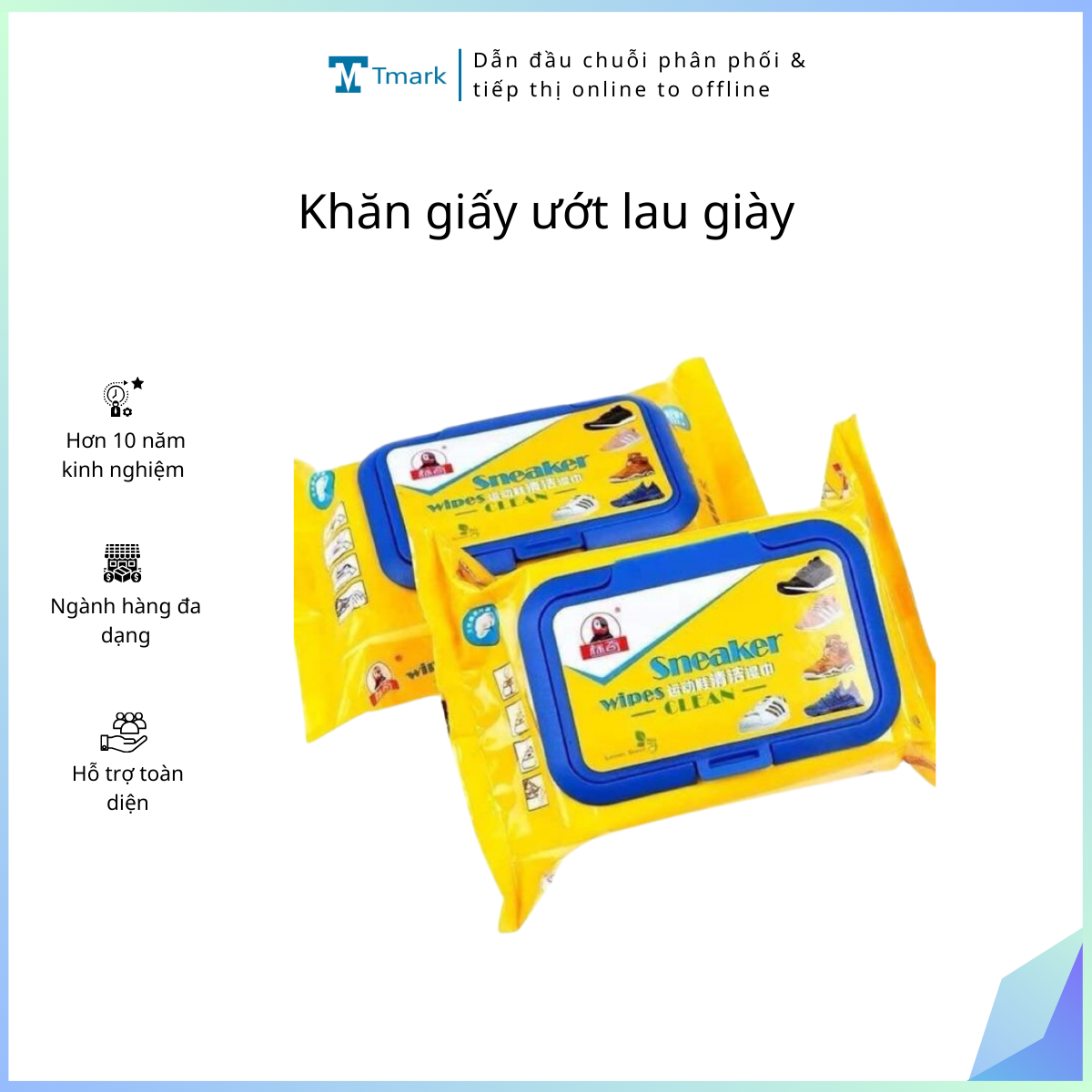 Khăn giấy ướt lau giày Tmark (hộp 96 bịch)