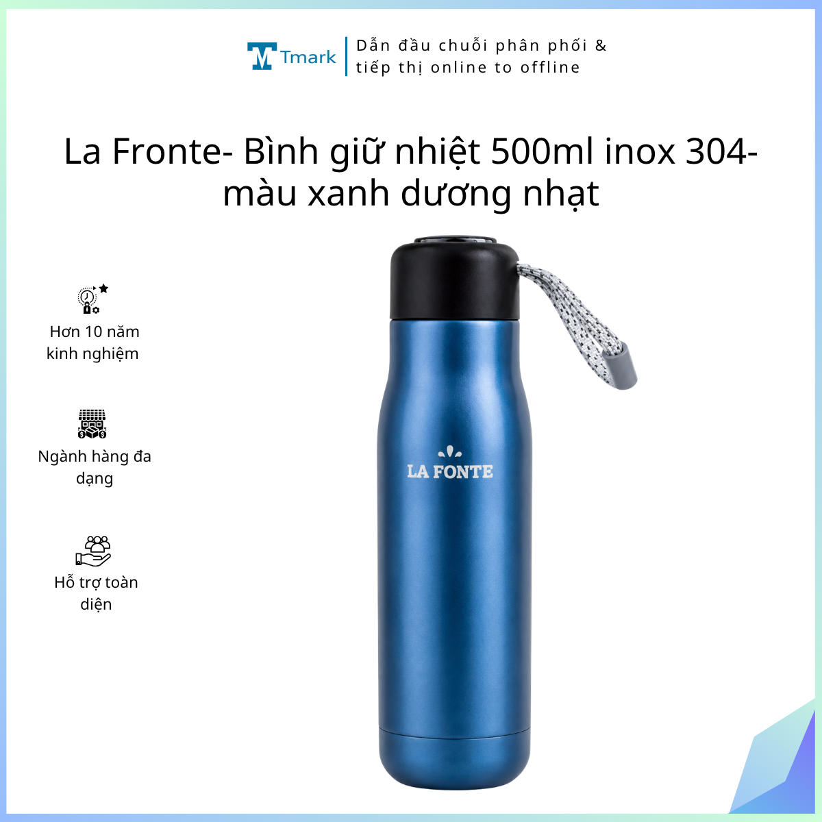 La Fronte- Bình giữ nhiệt 500ml inox 304- màu xanh dương nhạt (Kiện 50 cái)