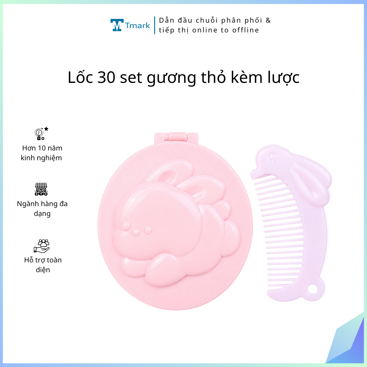 Lốc 30 set gương thỏ kèm lược (Kiện 100 lốc)