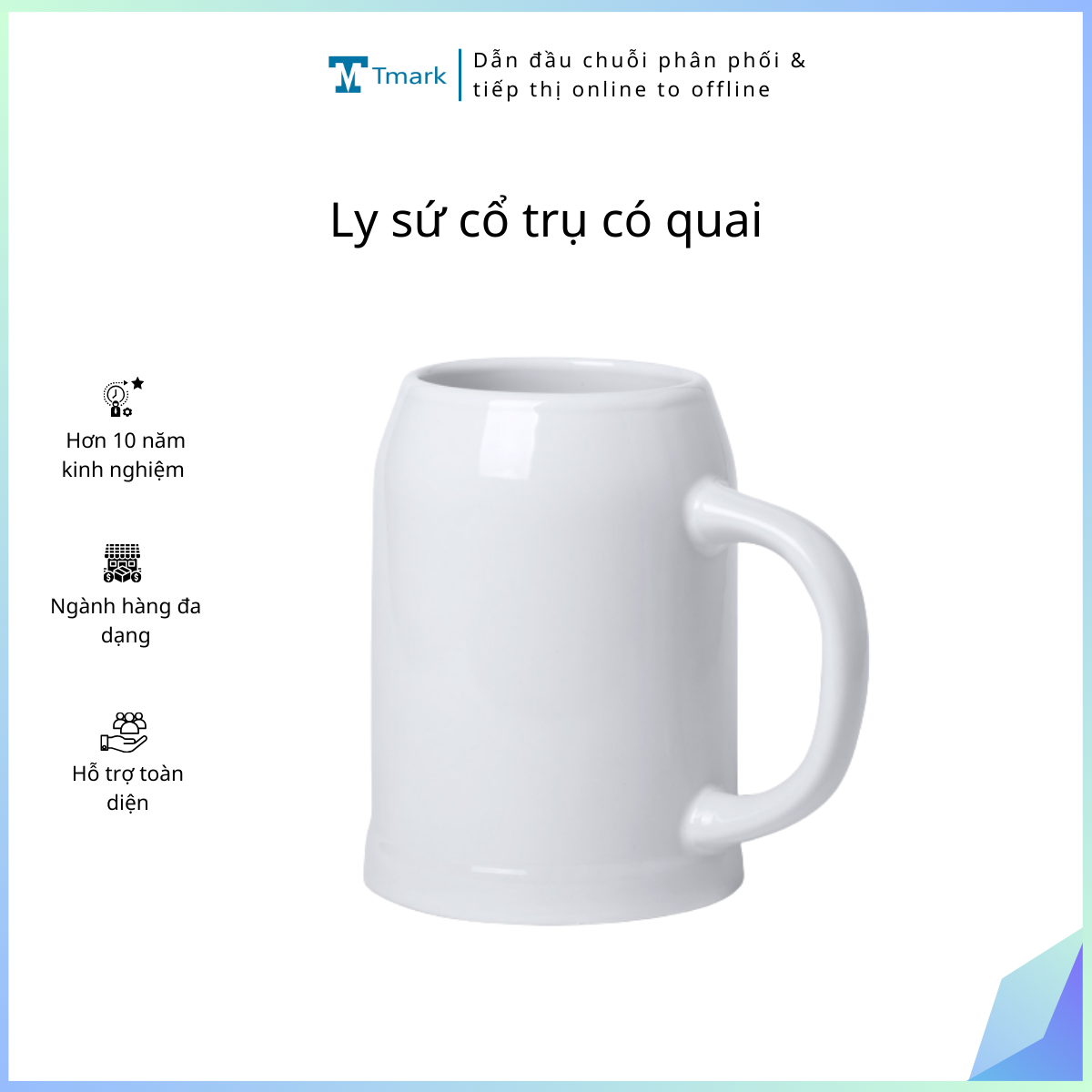 Ly sứ cổ trụ có quai (Kiện 24 cái)(Hàng nguyên kiện)